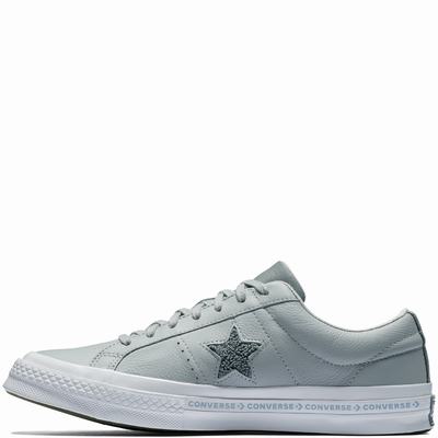 Converse One Star Pinstripe Low Tops Womens - Grey/Grey/White Shoes (925AEOUZ)